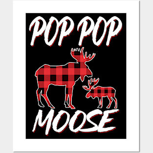 Red Plaid Pop Pop Moose Matching Family Pajama Christmas Gift Posters and Art